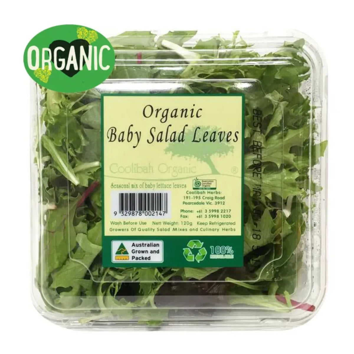 Salad Organic Baby Mixed Leaves 120g